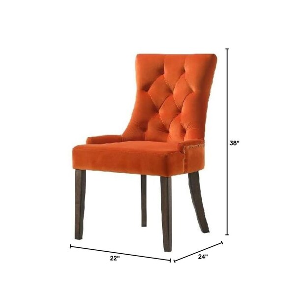 Acme Dining Side Chair in Orange Velvet and Espresso Finish, 2PK - ER-0222OG