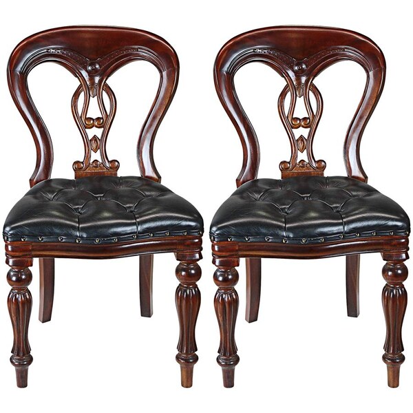 Design Toscano Simsbury Manor Tufted Leather Side Chair, PK 2 - AF91060