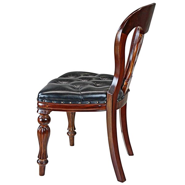 Design Toscano Simsbury Manor Tufted Leather Side Chair, PK 2 - AF91060