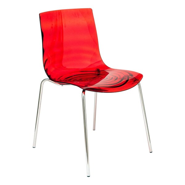 Kd Americana 31.5 in. Astor Water Ripple Design Dining Chair, Transparent Red - KD3034444