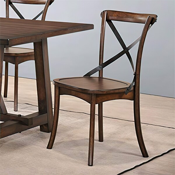 Acme Wooden Dining Chair in Dark Oak and Black, 2PK - ER-016DOAK