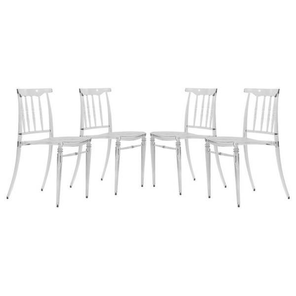 Leisuremod Spindle Transparent Modern Lucite Dining Chair, Clear, 4PK - SC19CL4