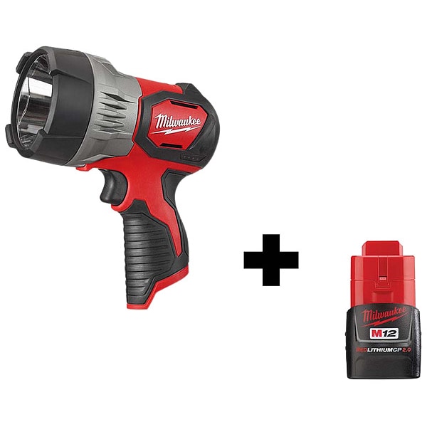 Milwaukee Tool Cordless Flashlight, Brightness Level 400 lm, Includes M12 Battery - 2353-20, 48-11-2420
