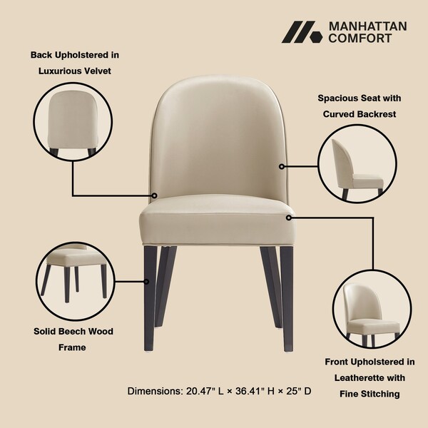 Manhattan Comfort Hillman Dining Chair in Sand - Set of 4 - 2-DC087-SD