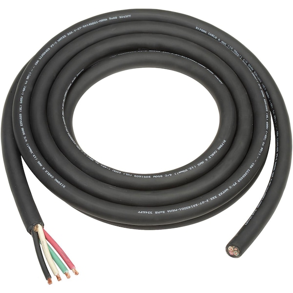 Global Industrial 25' L Cable SO 6/4 Wire For Salamander Heater, With Terminals - 246064