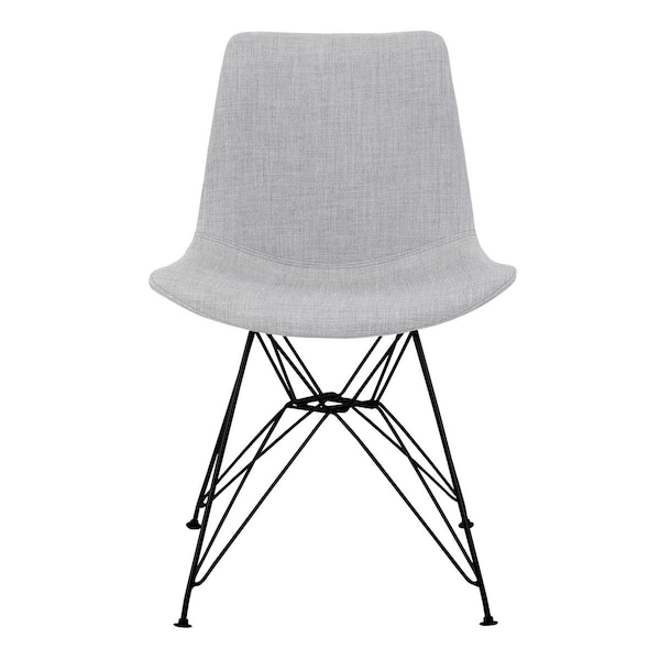 Seatsolutions 30 x 17 x 17 in. Palmetto Contemporary Dining Chair; Grey Fabric with Black Metal Legs - SE884783