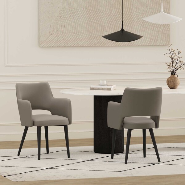 Manhattan Comfort Tremont Dining Arm Chair in Taupe - Set of 2 - 2-DC104AR-TP