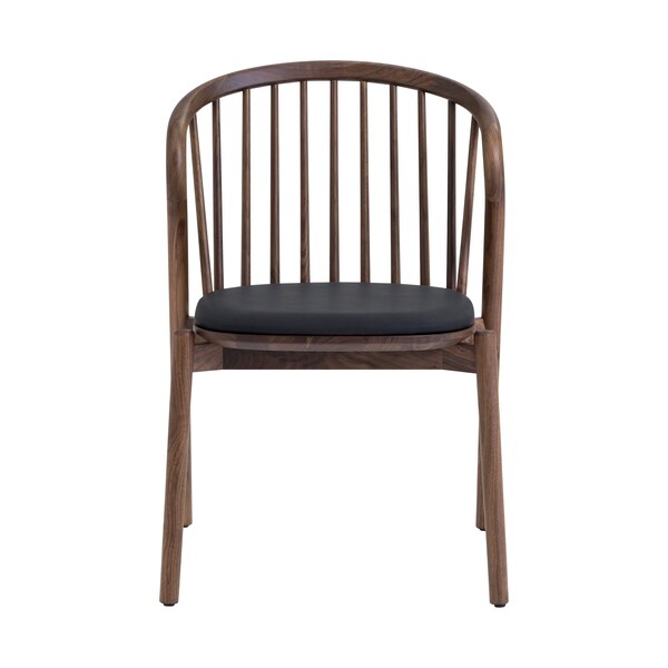 Armen Living Echo Walnut Wood and Black Faux Leather Dining Chairs - Set of 2 - LCECSIWABLK