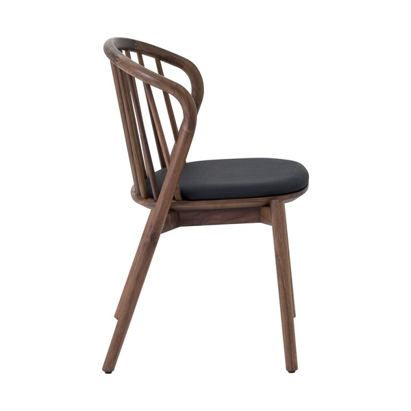 Armen Living Echo Walnut Wood and Black Faux Leather Dining Chairs - Set of 2 - LCECSIWABLK