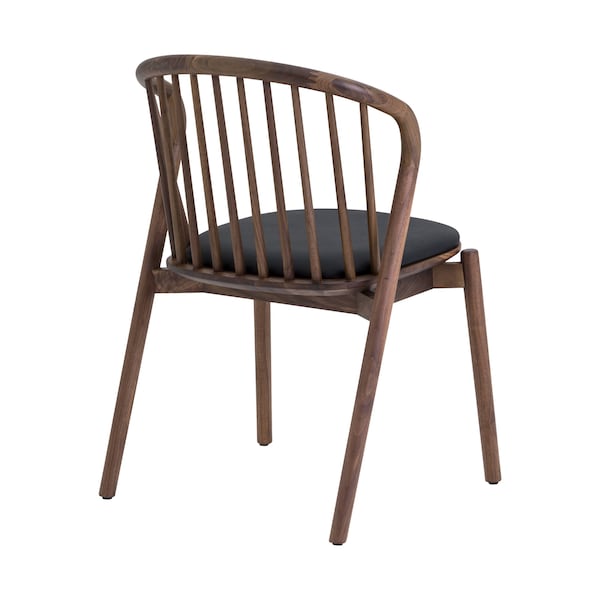 Armen Living Echo Walnut Wood and Black Faux Leather Dining Chairs - Set of 2 - LCECSIWABLK