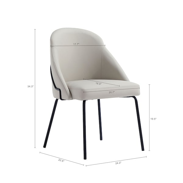Manhattan Comfort Gracie Dining Chair in Stone and Black - Set of 4 - 4-DC100-BST