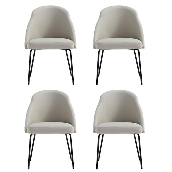 Manhattan Comfort Gracie Dining Chair in Stone and Black - Set of 4 - 4-DC100-BST