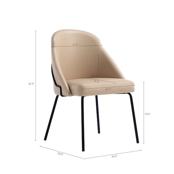 Manhattan Comfort Gracie Dining Chair in Tan and Black - Set of 2 - 2-DC100-BTN