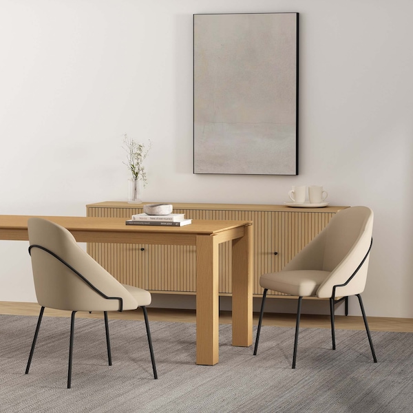 Manhattan Comfort Gracie Dining Chair in Tan and Black - Set of 2 - 2-DC100-BTN