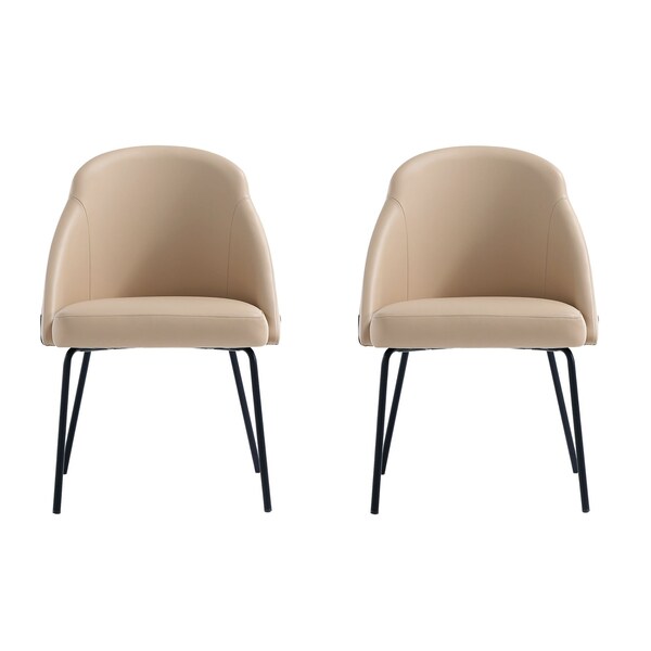 Manhattan Comfort Gracie Dining Chair in Tan and Black - Set of 2 - 2-DC100-BTN
