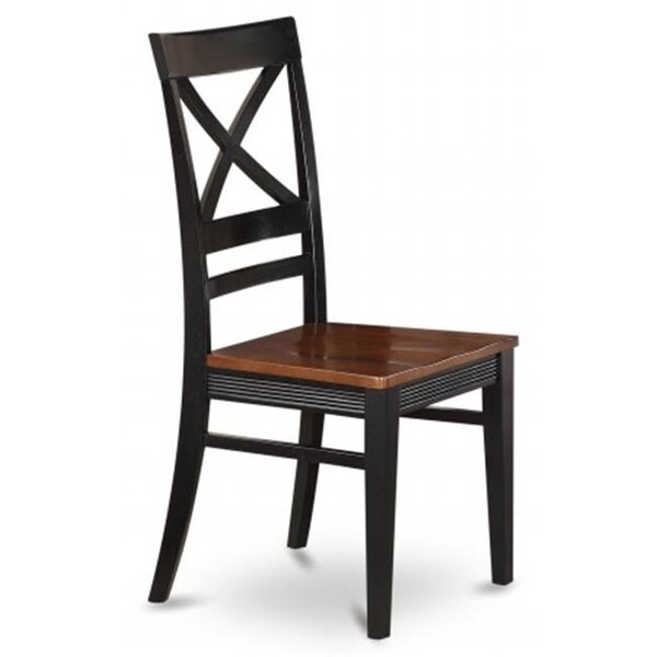 East West Furniture East West Furniture QUC-BLK-W Quincy Dining Chair with Wood Seat in Black & Cherry Finish Pack of 2 - QUC-BLK-W