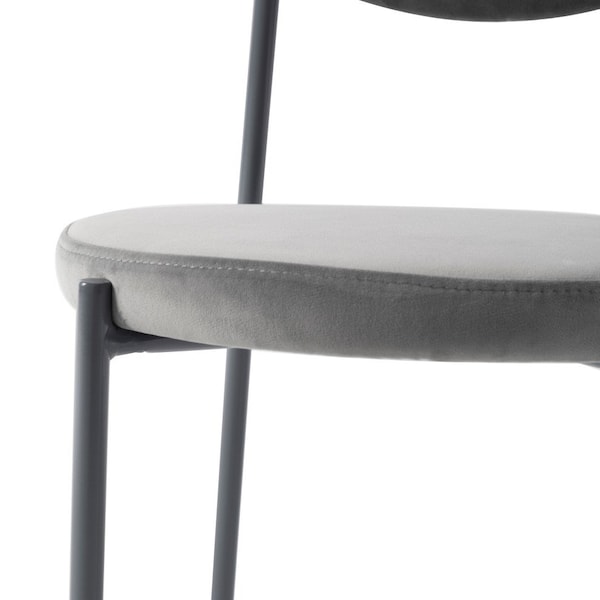 Leisuremod Euston Dining Chair with Velvet Seat and Grey Steel Frame, Grey - RC17GR