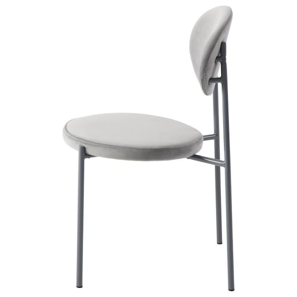 Leisuremod Euston Dining Chair with Velvet Seat and Grey Steel Frame, Grey - RC17GR