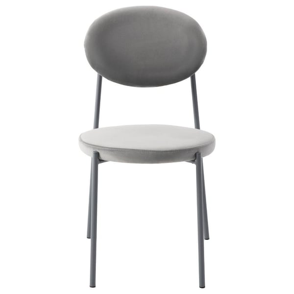 Leisuremod Euston Dining Chair with Velvet Seat and Grey Steel Frame, Grey - RC17GR