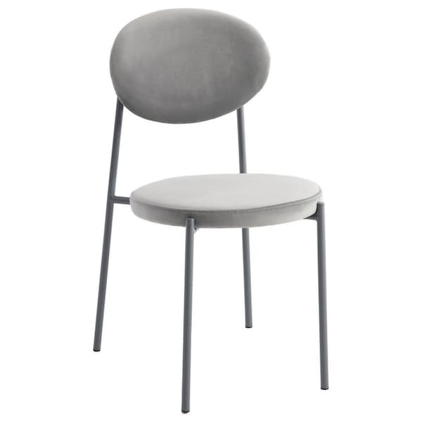 Leisuremod Euston Dining Chair with Velvet Seat and Grey Steel Frame, Grey - RC17GR