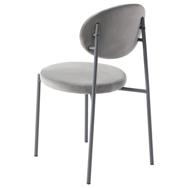 Leisuremod Euston Dining Chair with Velvet Seat and Grey Steel Frame, Grey - RC17GR