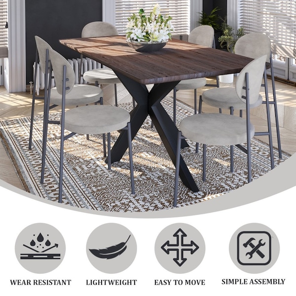 Leisuremod Euston Dining Chair with Velvet Seat and Grey Steel Frame, Grey - RC17GR
