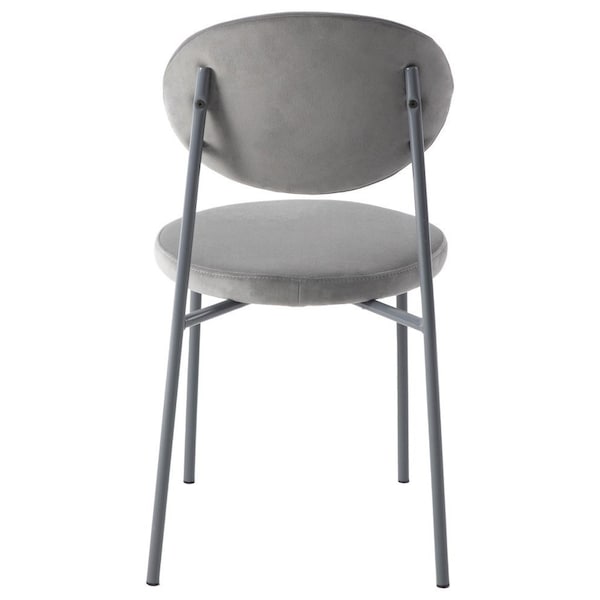 Leisuremod Euston Dining Chair with Velvet Seat and Grey Steel Frame, Grey - RC17GR