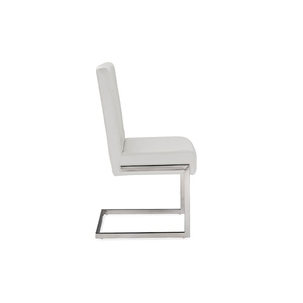 Baxton Studio Toulan White Faux Leather Upholstered Stainless Steel Dining Chair, PK2 - 117-6318