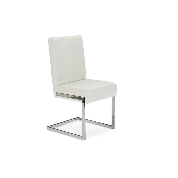 Baxton Studio Toulan White Faux Leather Upholstered Stainless Steel Dining Chair, PK2 - 117-6318