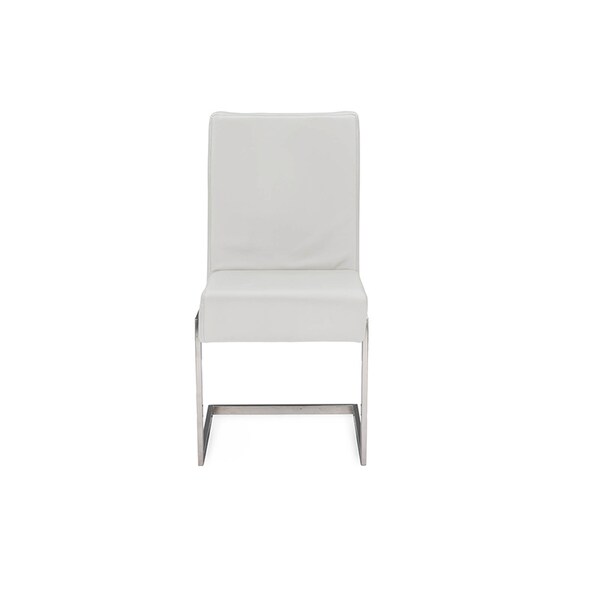 Baxton Studio Toulan White Faux Leather Upholstered Stainless Steel Dining Chair, PK2 - 117-6318
