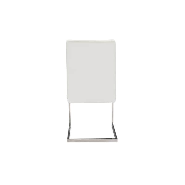Baxton Studio Toulan White Faux Leather Upholstered Stainless Steel Dining Chair, PK2 - 117-6318