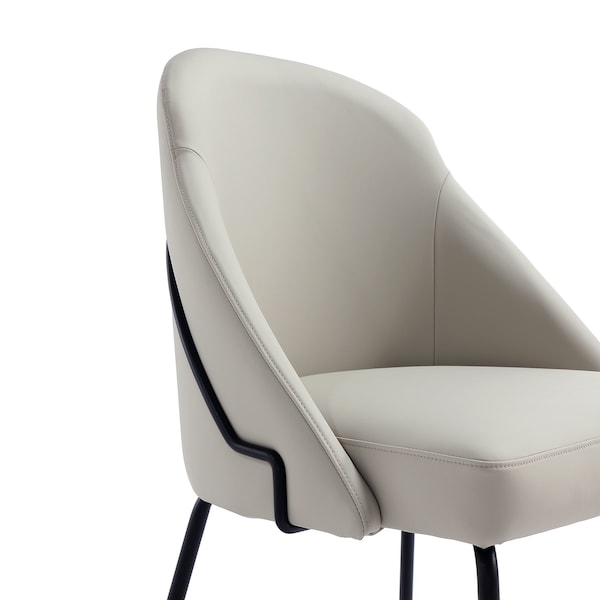 Manhattan Comfort Gracie Dining Chair in Stone and Black - Set of 2 - 2-DC100-BST