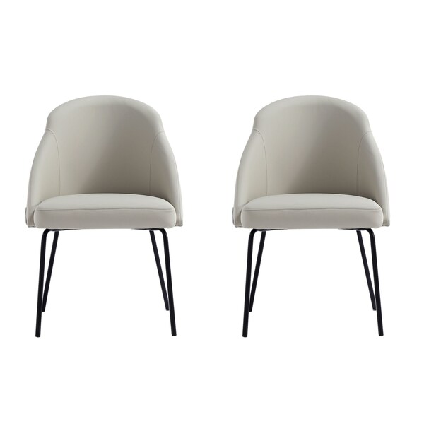 Manhattan Comfort Gracie Dining Chair in Stone and Black - Set of 2 - 2-DC100-BST