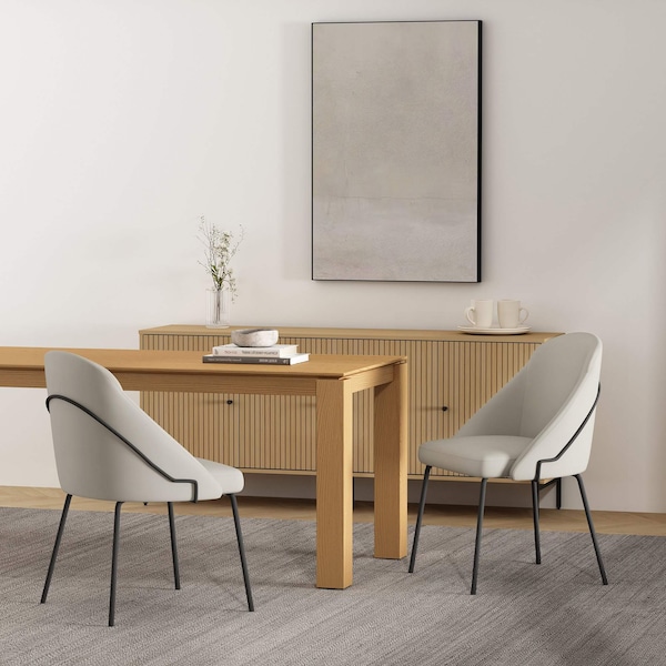 Manhattan Comfort Gracie Dining Chair in Stone and Black - Set of 2 - 2-DC100-BST