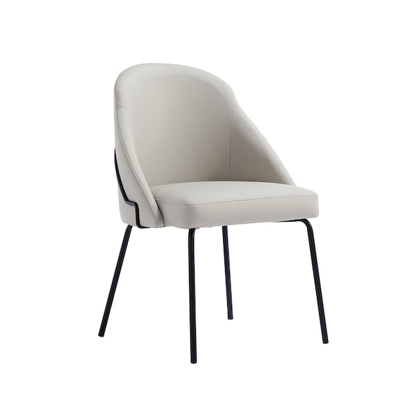 Manhattan Comfort Gracie Dining Chair in Stone and Black - Set of 2 - 2-DC100-BST