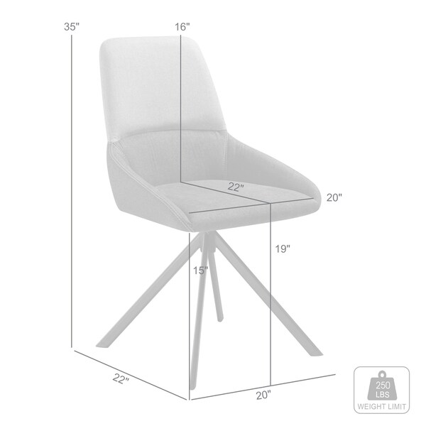 Armen Living Maverick Swivel Upholstered Dining Chair in Two-Tone Fabric Gray with Black Metal Legs - Set of 2 - LCMVSIGRYBLK