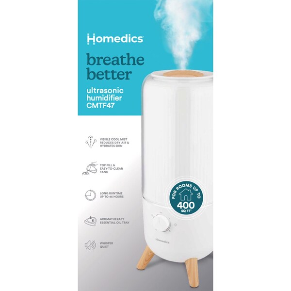 Homedics HoMedics 0.97 gal 400 sq ft Cool Mist Ultrasonic Humidifier - UHE-CMTF47-WT