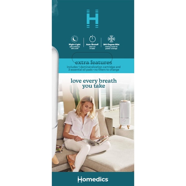 Homedics HoMedics 0.97 gal 400 sq ft Cool Mist Ultrasonic Humidifier - UHE-CMTF47-WT
