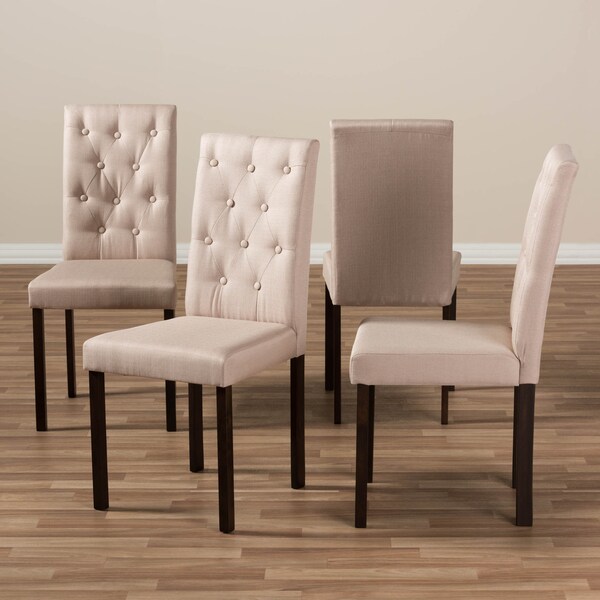 Baxton Studio Gardner Dark Brown Finished Beige Upholstered Dining Chair, PK4 - 131-7131