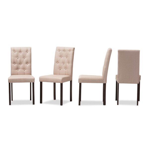 Baxton Studio Gardner Dark Brown Finished Beige Upholstered Dining Chair, PK4 - 131-7131