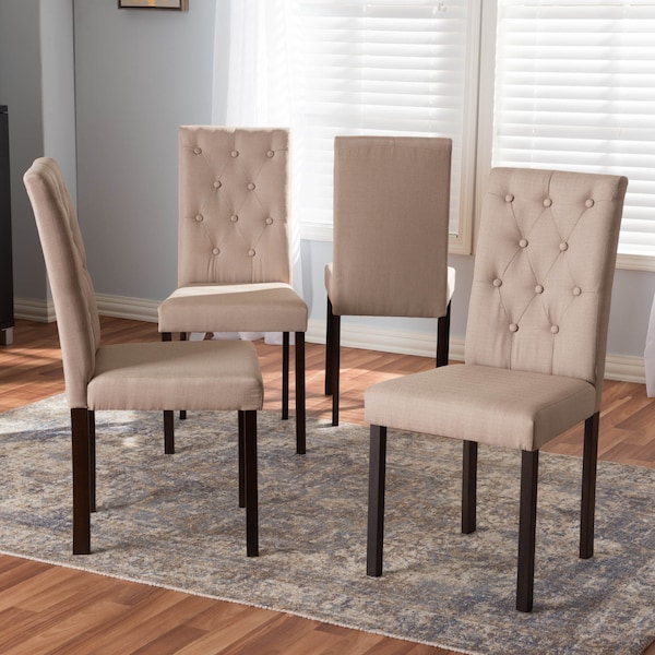 Baxton Studio Gardner Dark Brown Finished Beige Upholstered Dining Chair, PK4 - 131-7131