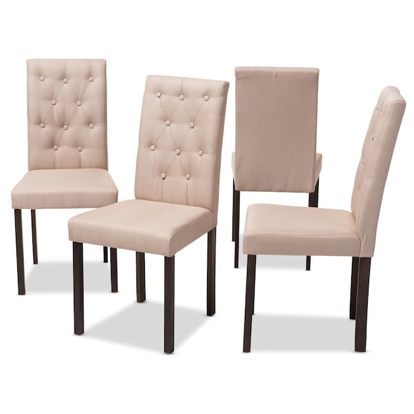 Baxton Studio Gardner Dark Brown Finished Beige Upholstered Dining Chair, PK4 - 131-7131