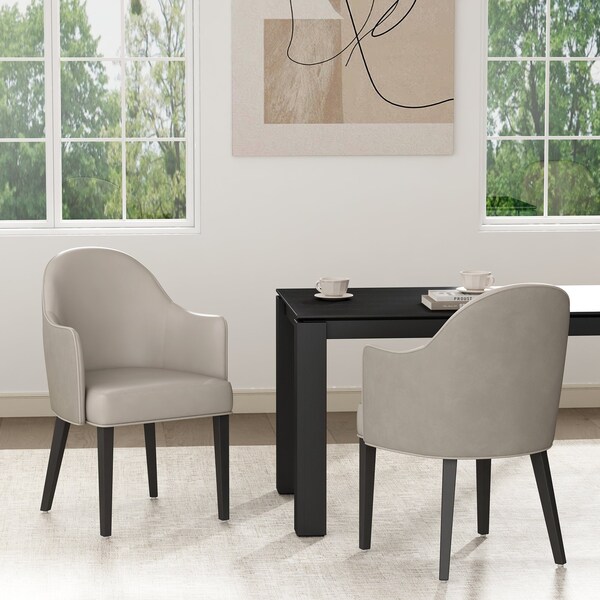Manhattan Comfort Hillman Dining Armchair in Light Grey - Set of 2 - 2-DC087AR2-LG