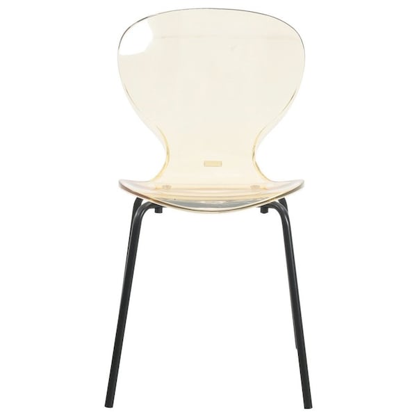 Leisuremod Modern Oyster Transparent Side Dining Side Chair with Black Base in Amber - OCB-17A