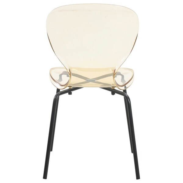 Leisuremod Modern Oyster Transparent Side Dining Side Chair with Black Base in Amber - OCB-17A