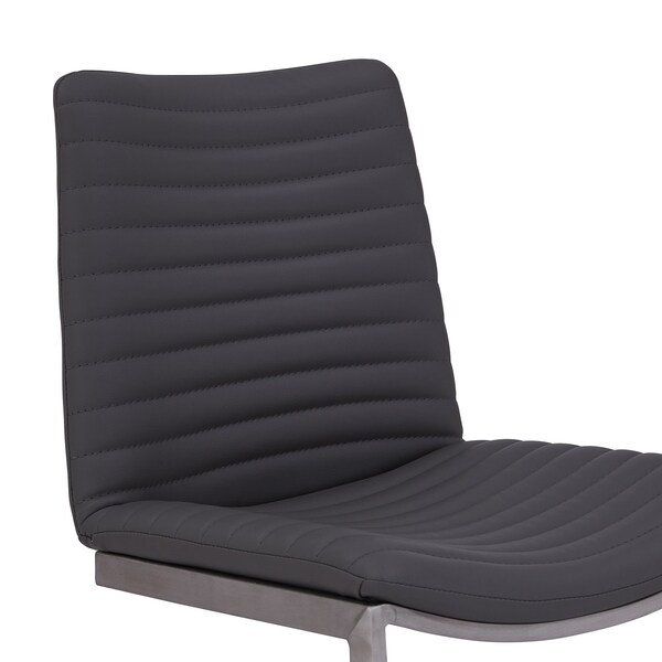 Armen Living April Contemporary Dining Chair in Brushed Stainless Steel Finish and Gray Faux Leather - Set of 2 - LCAPSIBSGR