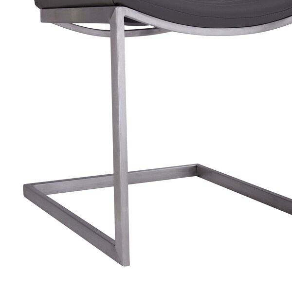 Armen Living April Contemporary Dining Chair in Brushed Stainless Steel Finish and Gray Faux Leather - Set of 2 - LCAPSIBSGR