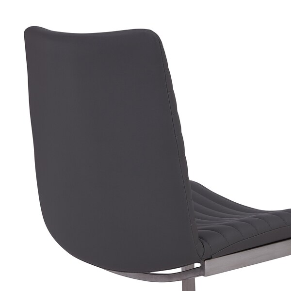 Armen Living April Contemporary Dining Chair in Brushed Stainless Steel Finish and Gray Faux Leather - Set of 2 - LCAPSIBSGR