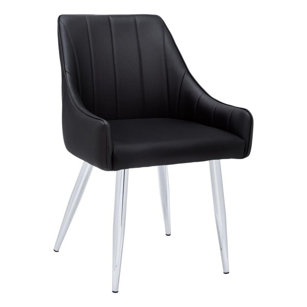Daphnes Dinnette 33 in. Leather-Look Dining Chair - Black & Chrome - 2 Piece - DA2618246