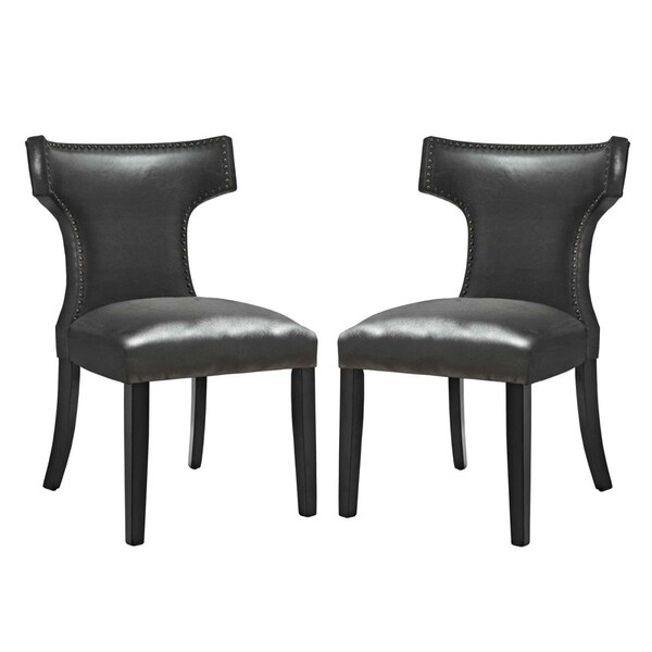 Modway Furniture Curve Dining Chair - Vinyl, Black - Set of 2 - EEI-3949-BLK